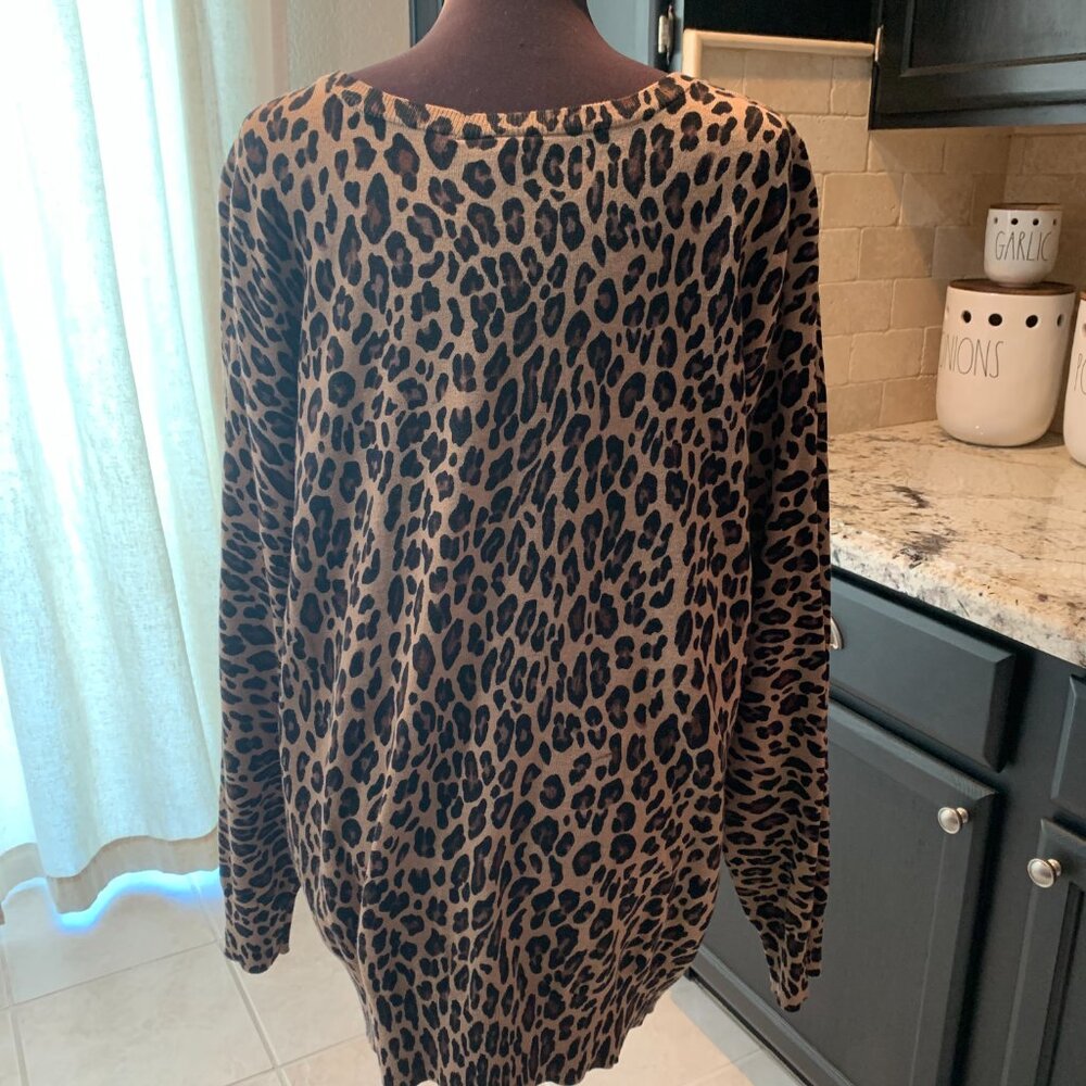 Lane Bryant Leopard Print Button Front Sweater 22… - image 4